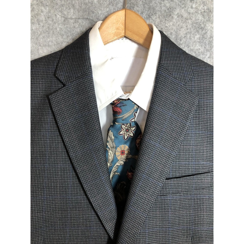 Jos. A. Bank Blazer Mens Medium Gray Wool Check Sport Coat Jacket Career Classic